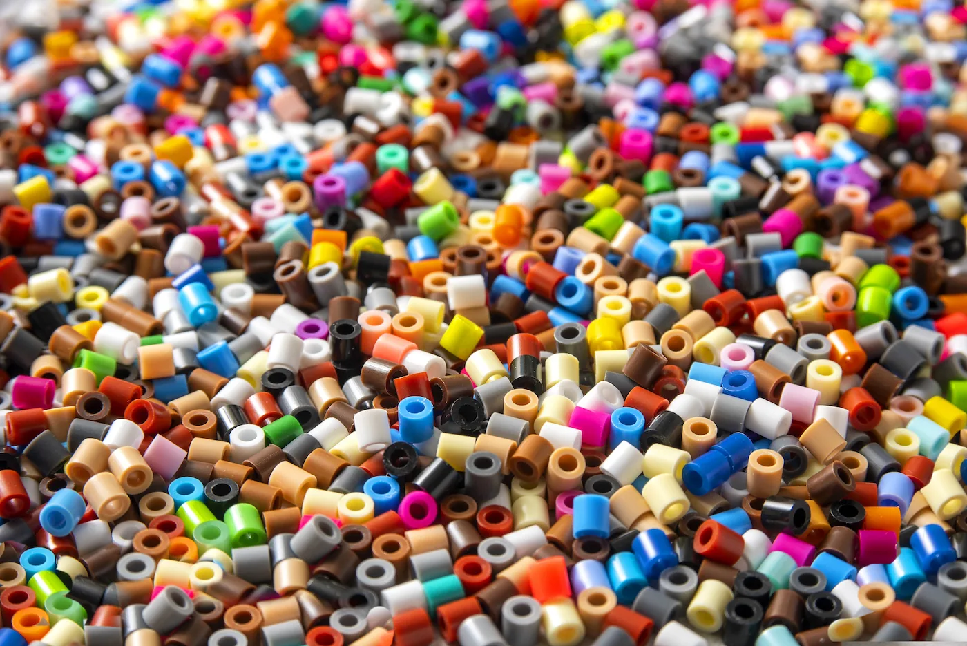 Huge pile of colorful perler beads