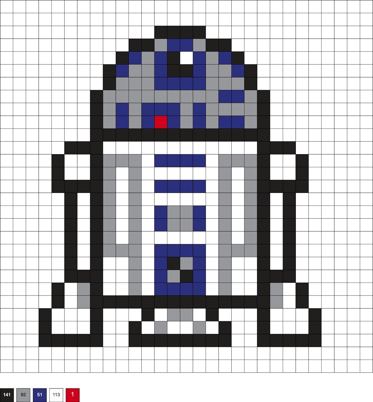 R2-D2 perler bead pattern