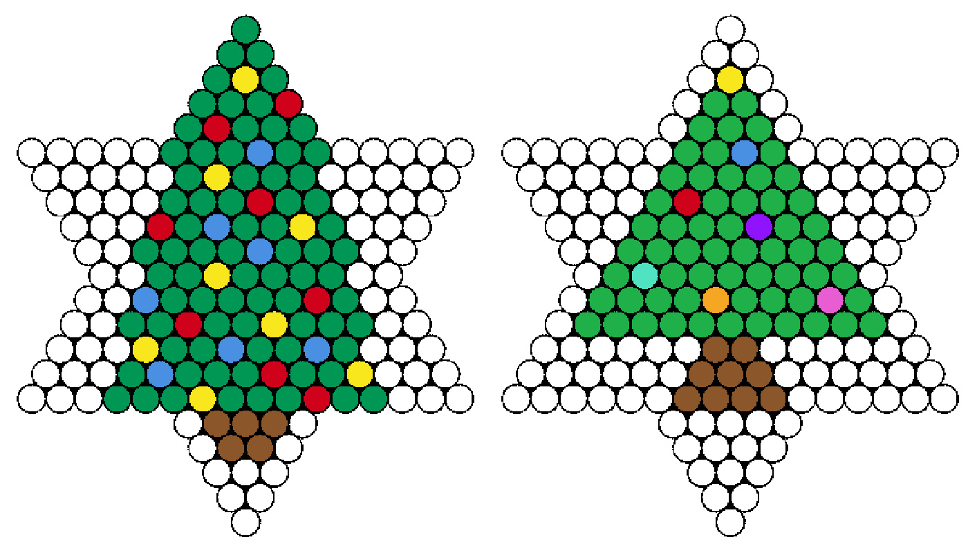 Small hexagon holiday tree perler beads