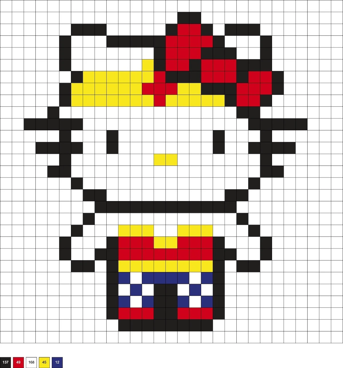 Wonder Woman Hello Kitty perler bead pattern