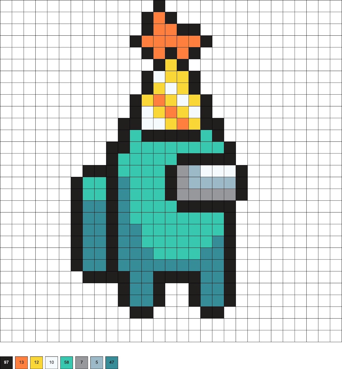 Among Us perler bead party hat pattern