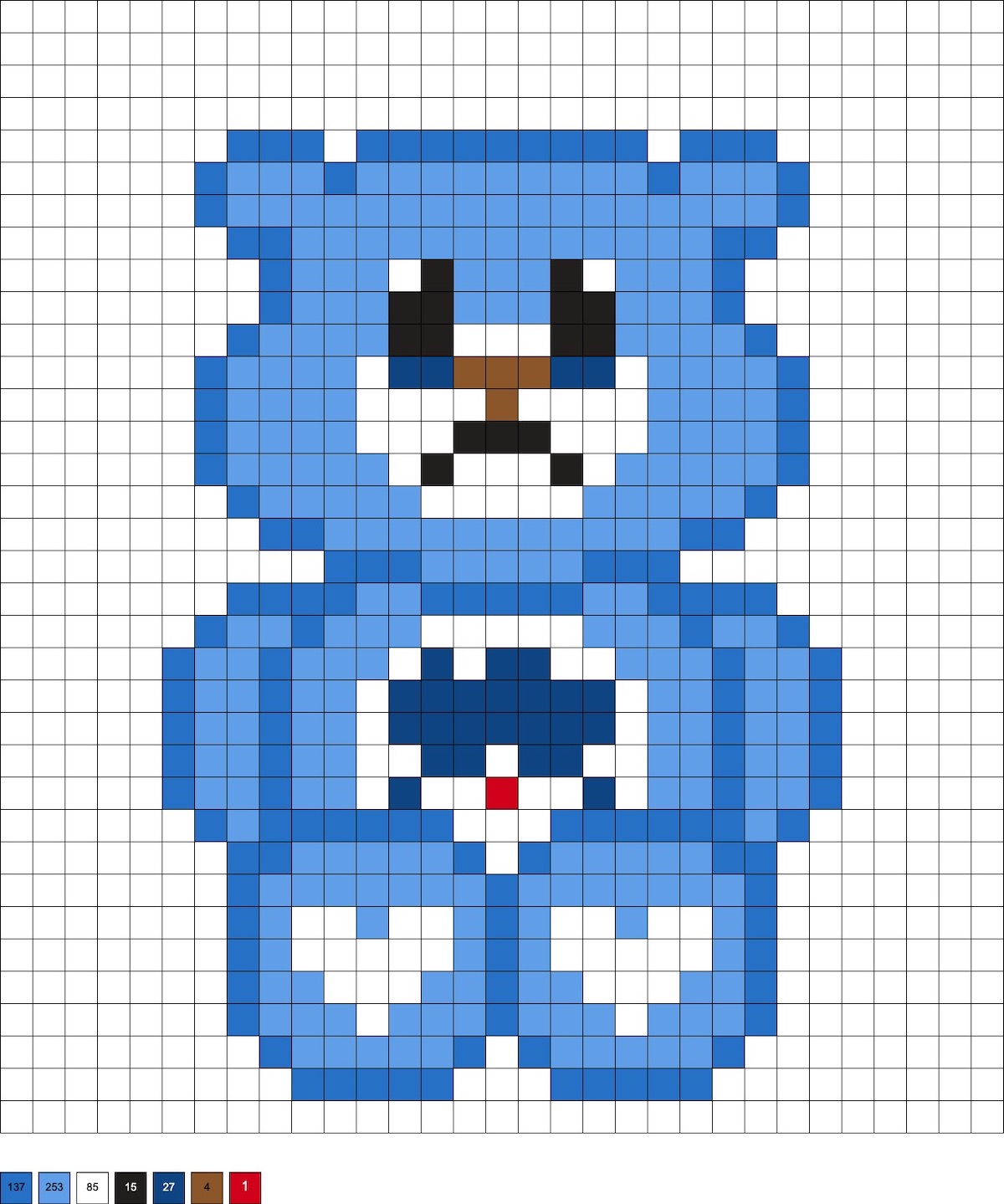 Grumpy bear sitting fuse bead pattern