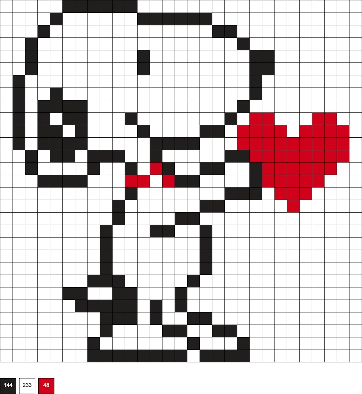 Snoopy with a heart perler beads