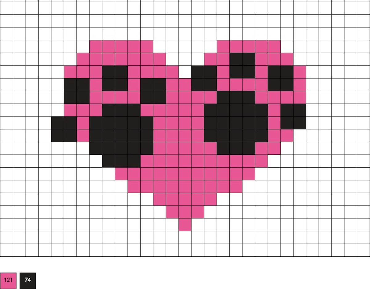heart with paw prints perler beads