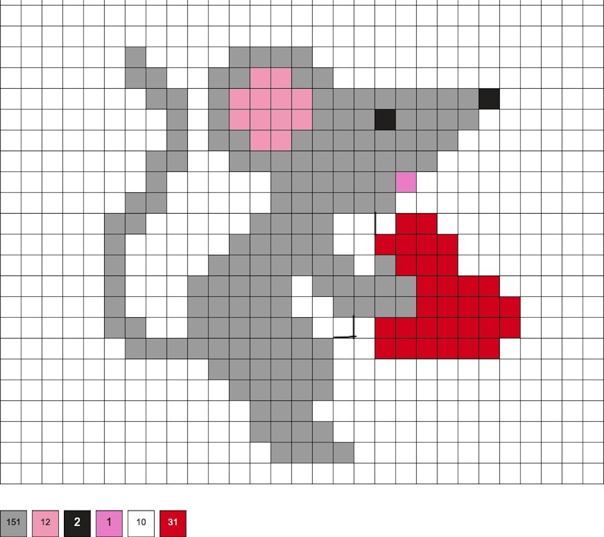 mouse holding a heart perler beads
