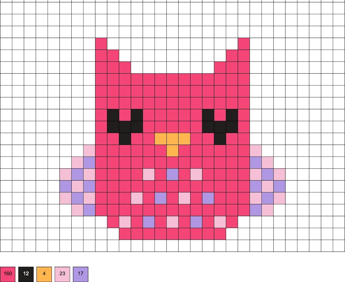 pink owl hama beads for valentine's day
