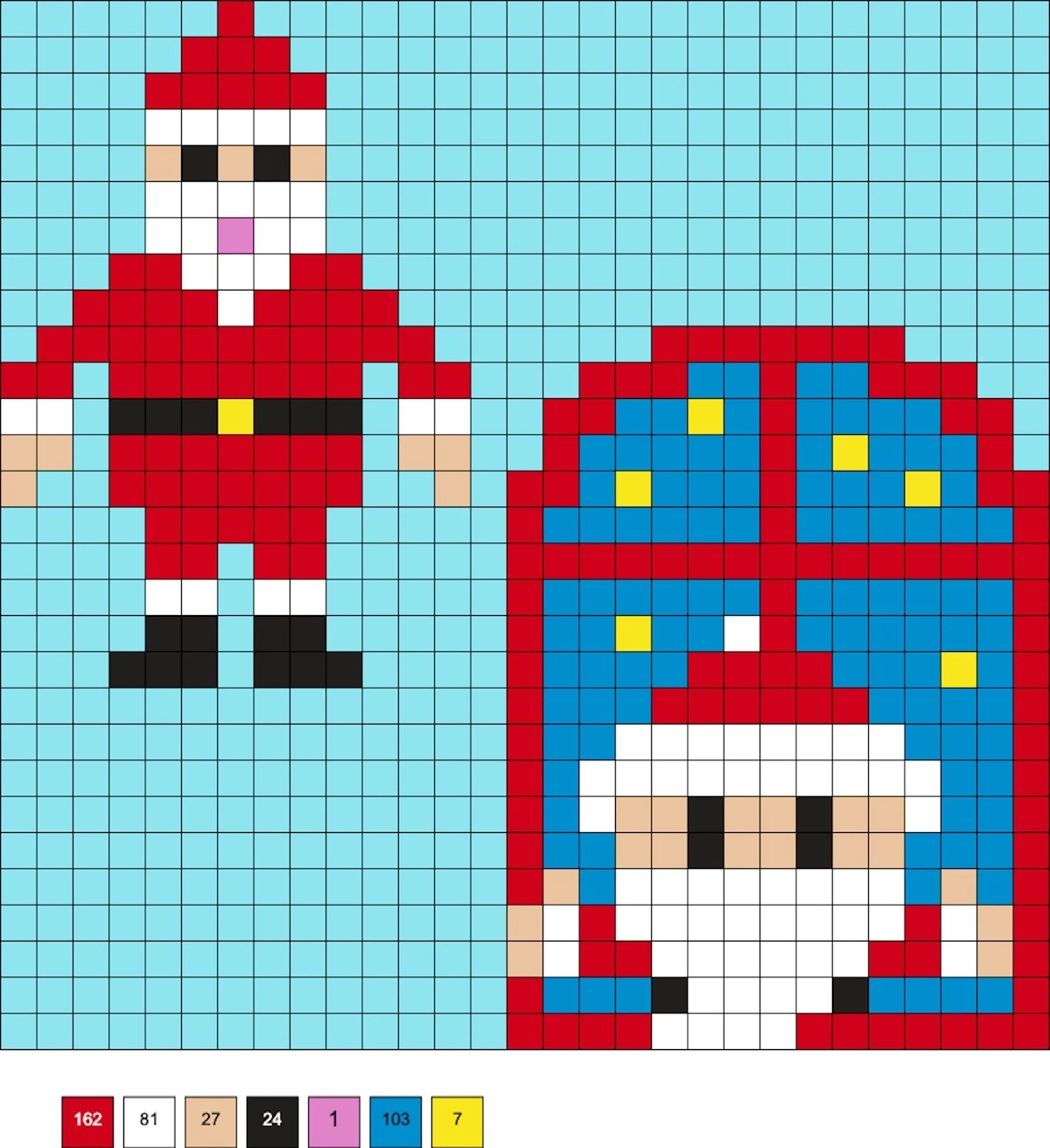 standing Santa and Santa in the window perler beads
