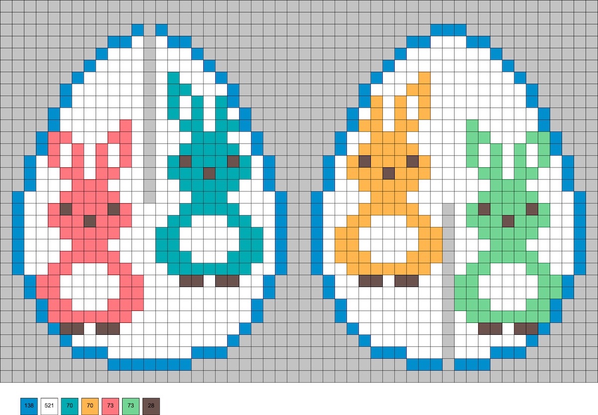 3D Easter egg perler beads with rabbits