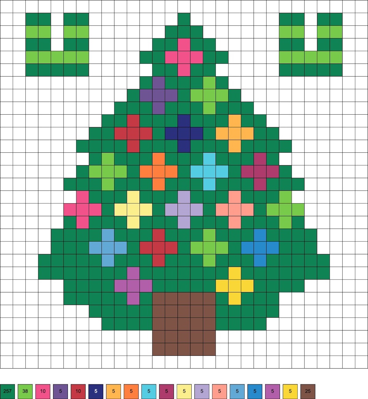 Dimensional Christmas tree with stand perler pattern