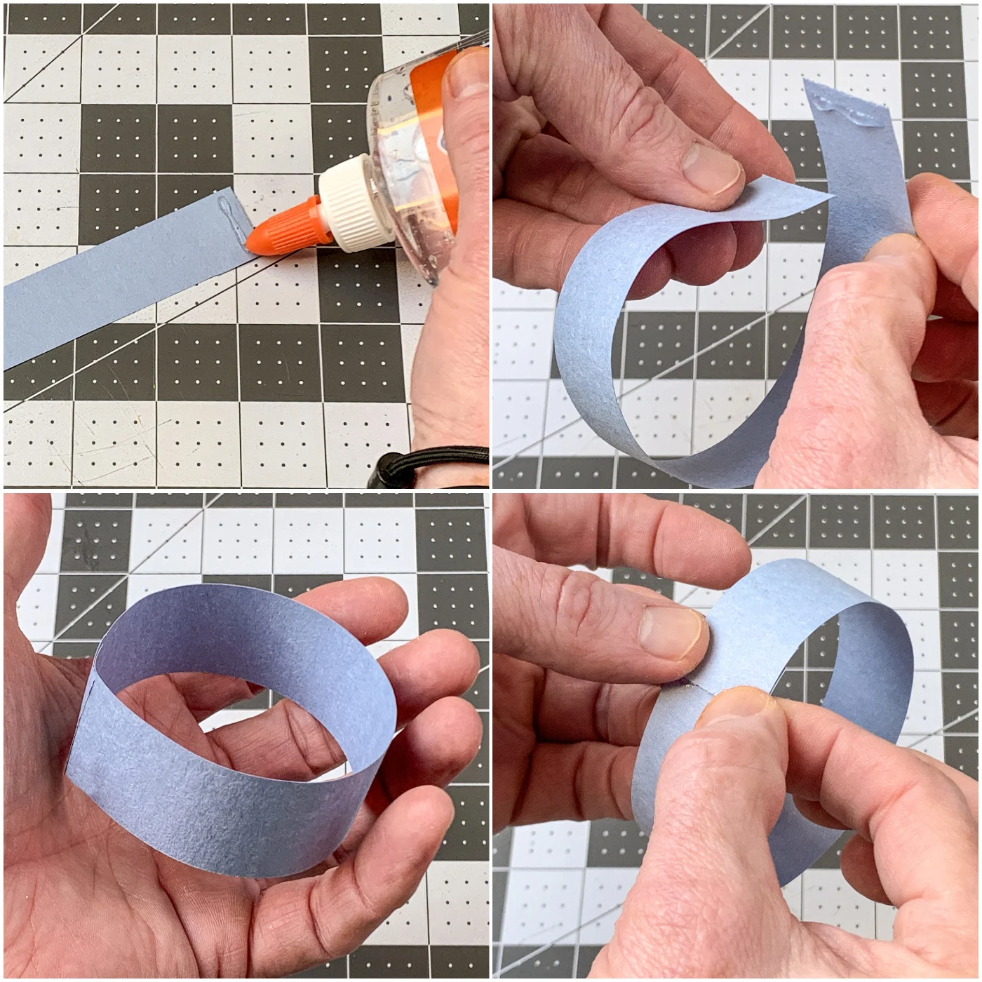 Gluing together the paper ends to make a link