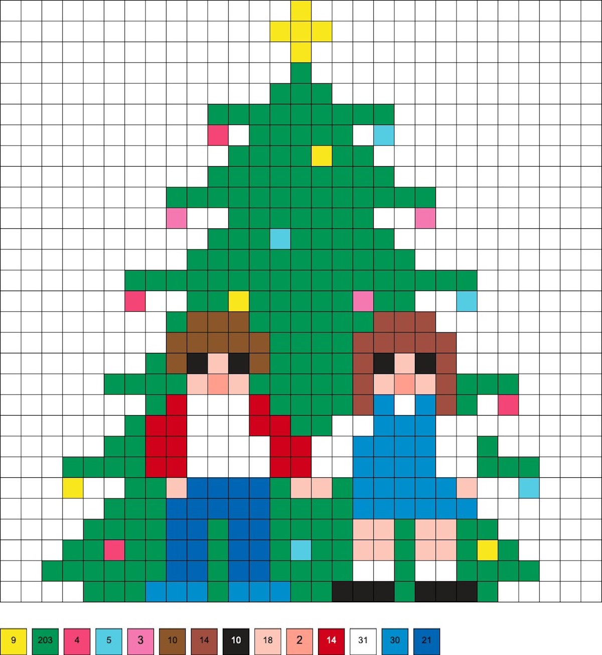 Kids standing in front of a Christmas tree