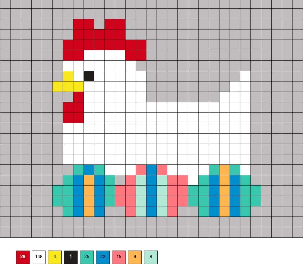 chicken with Easter eggs perler bead