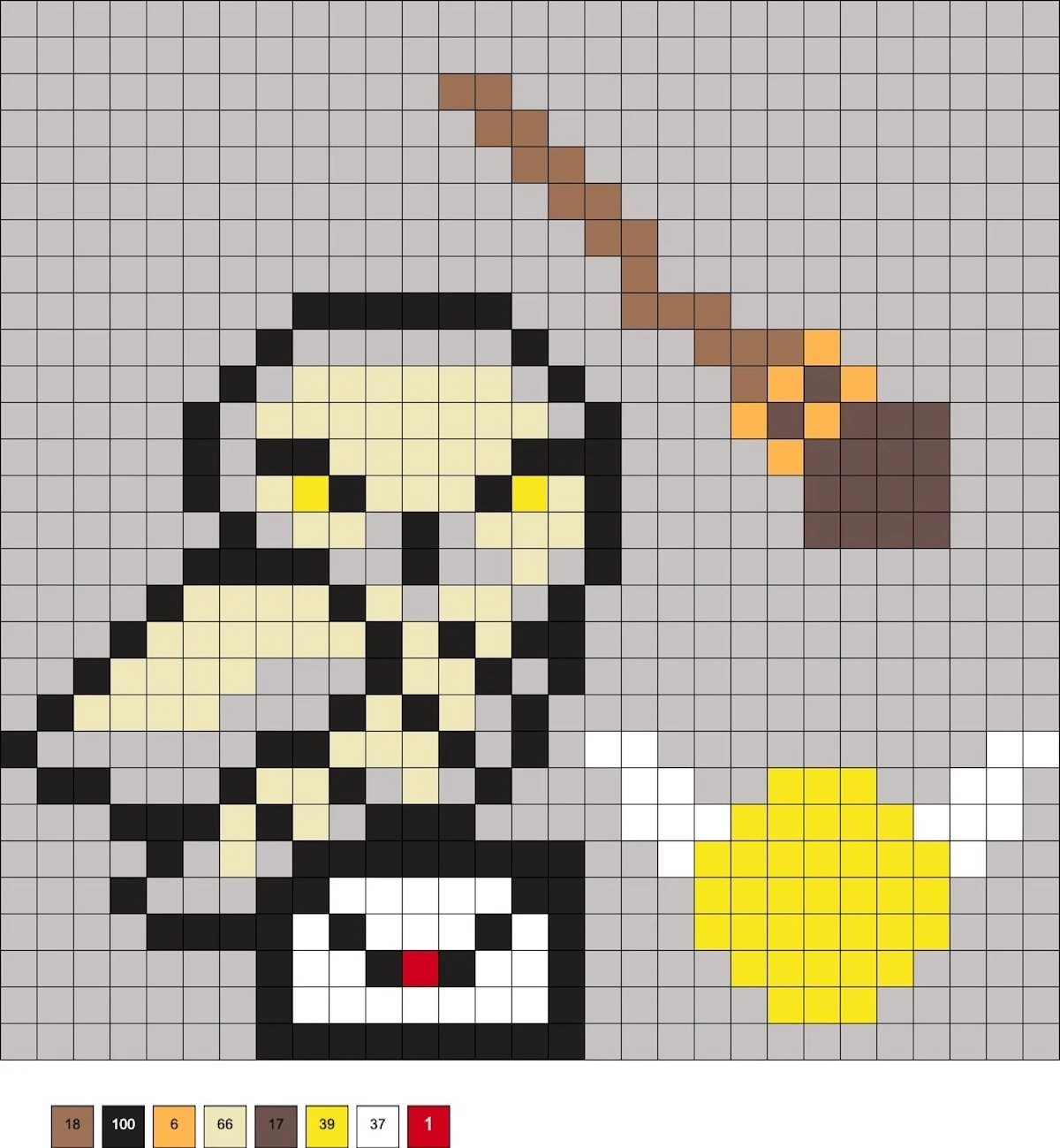 perler bead hedwig, broom, and golden snitch