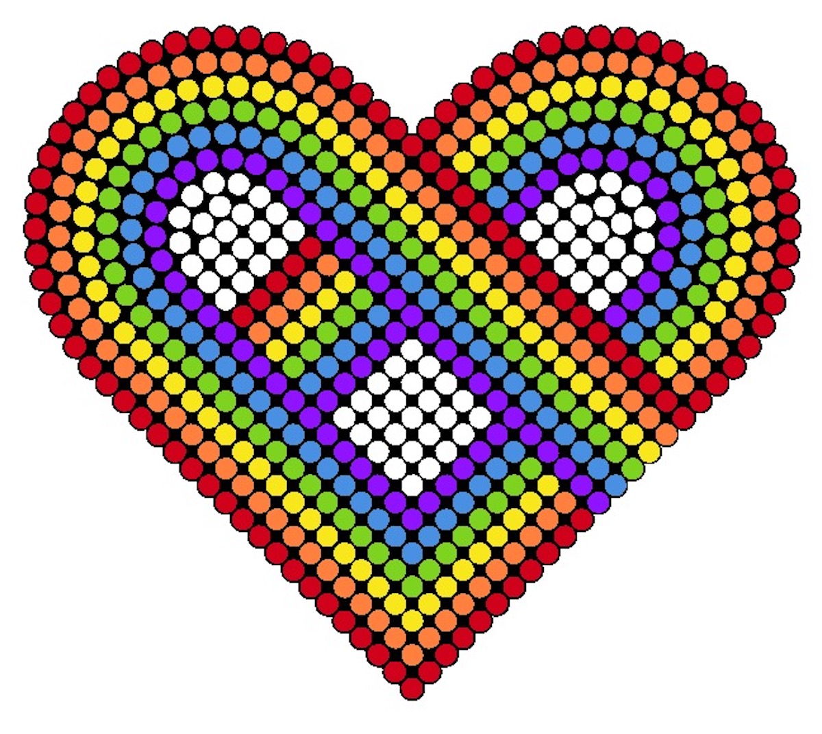 twisted rainbow heart perler beads