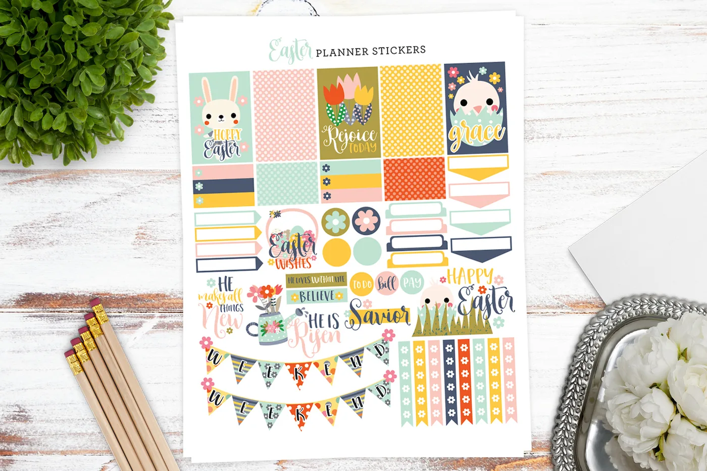 Easter planner stickers