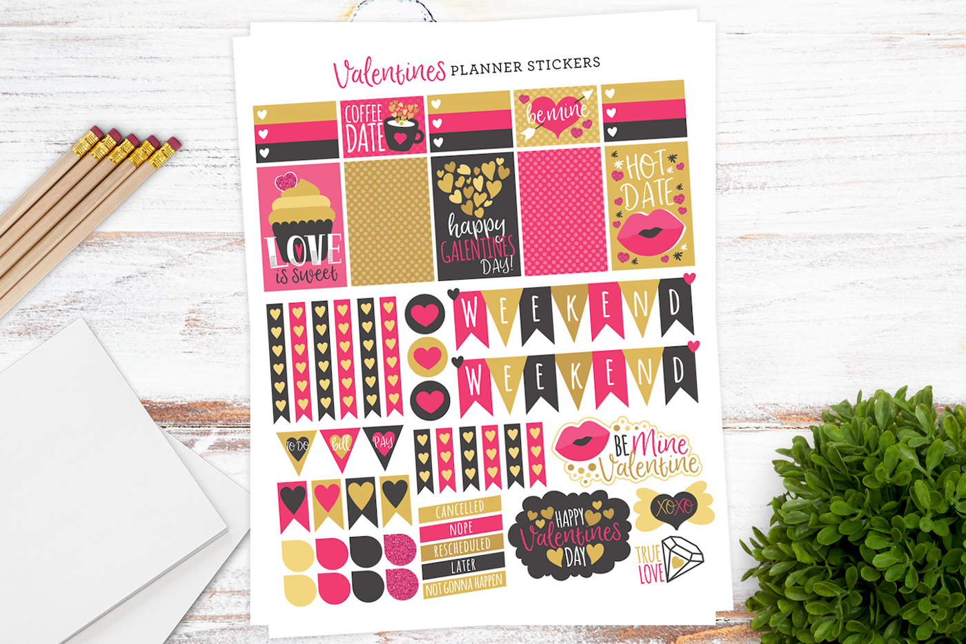 Valentine's Day planner stickers for free