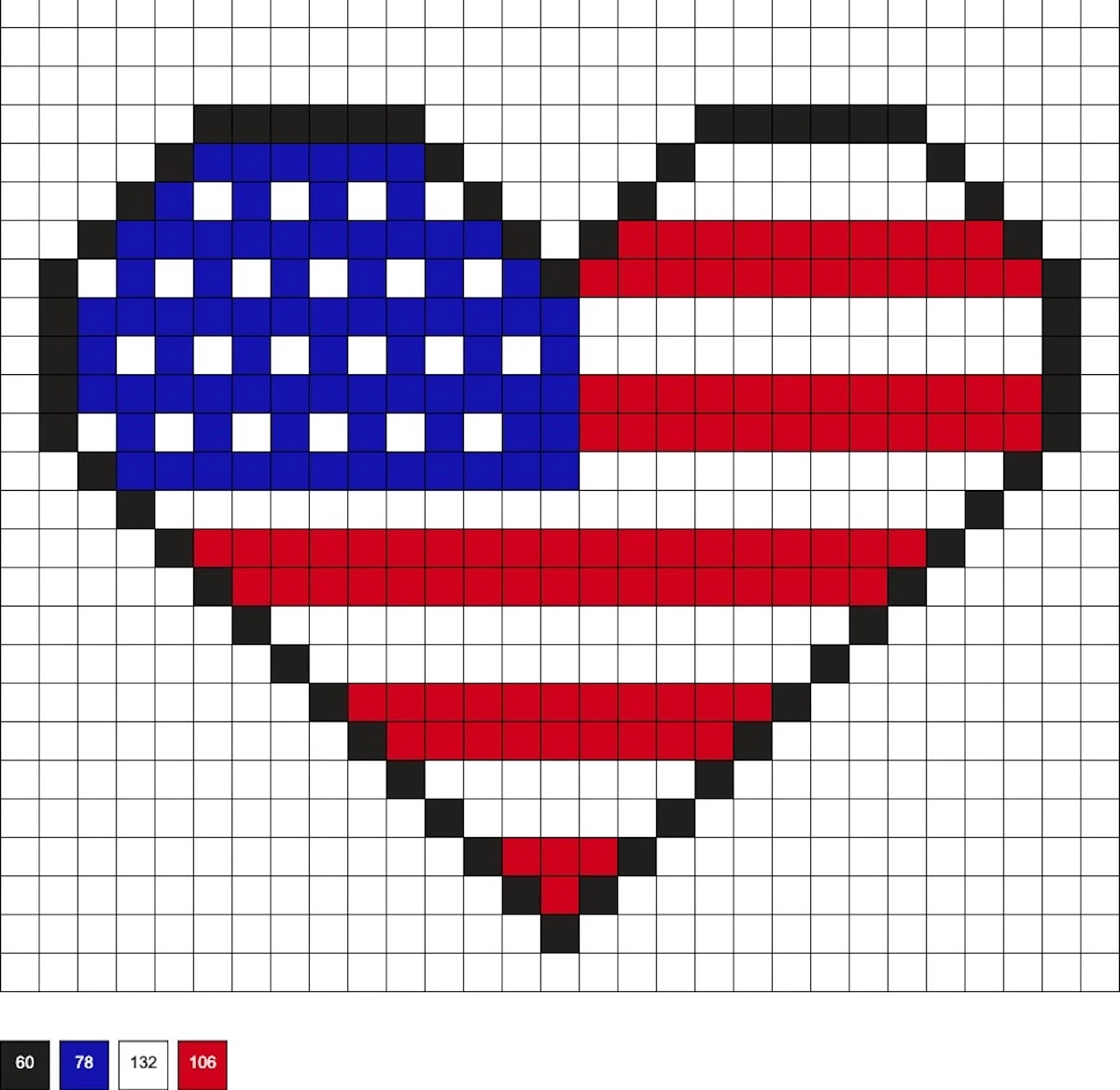 flag heart perler beads