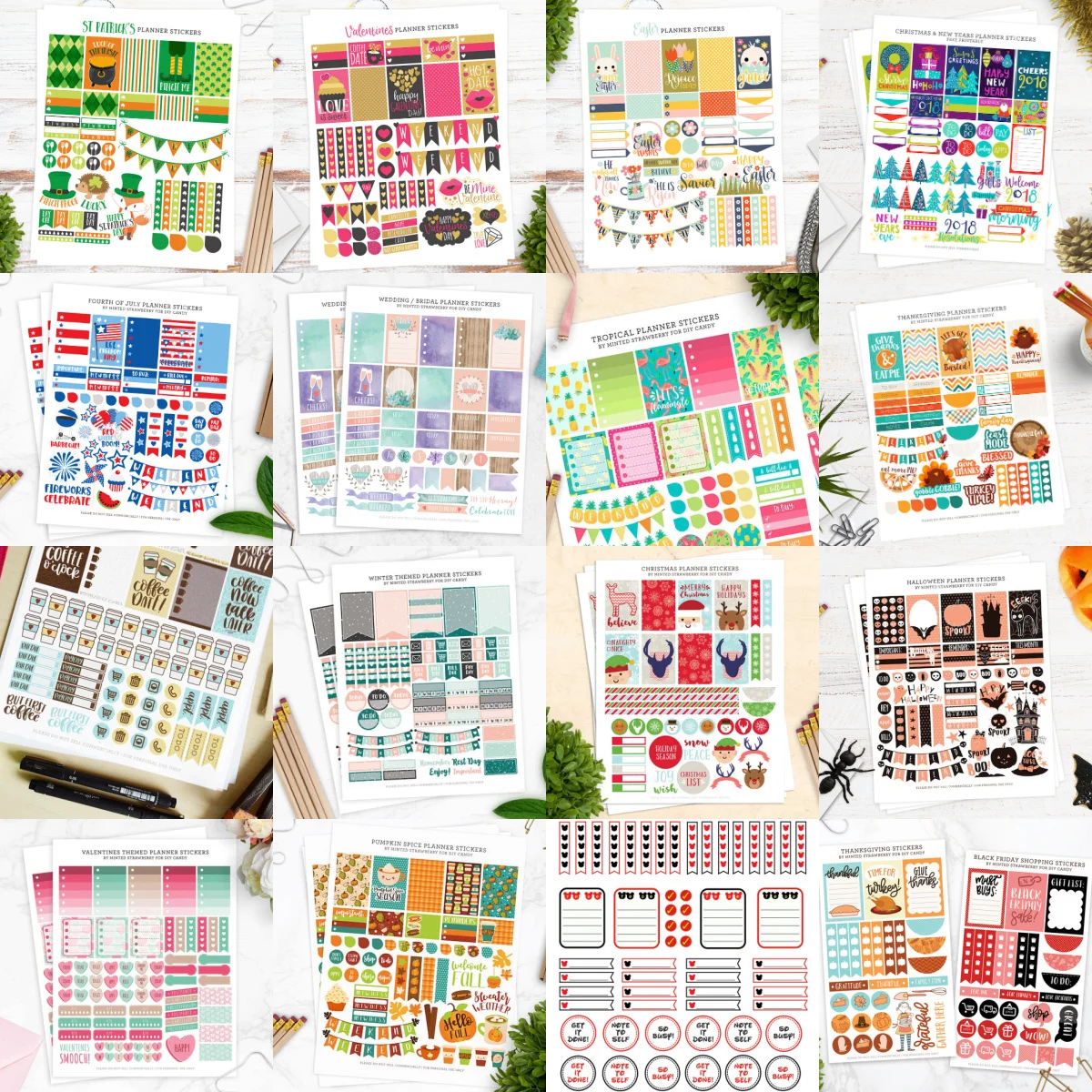 planner stickers collage