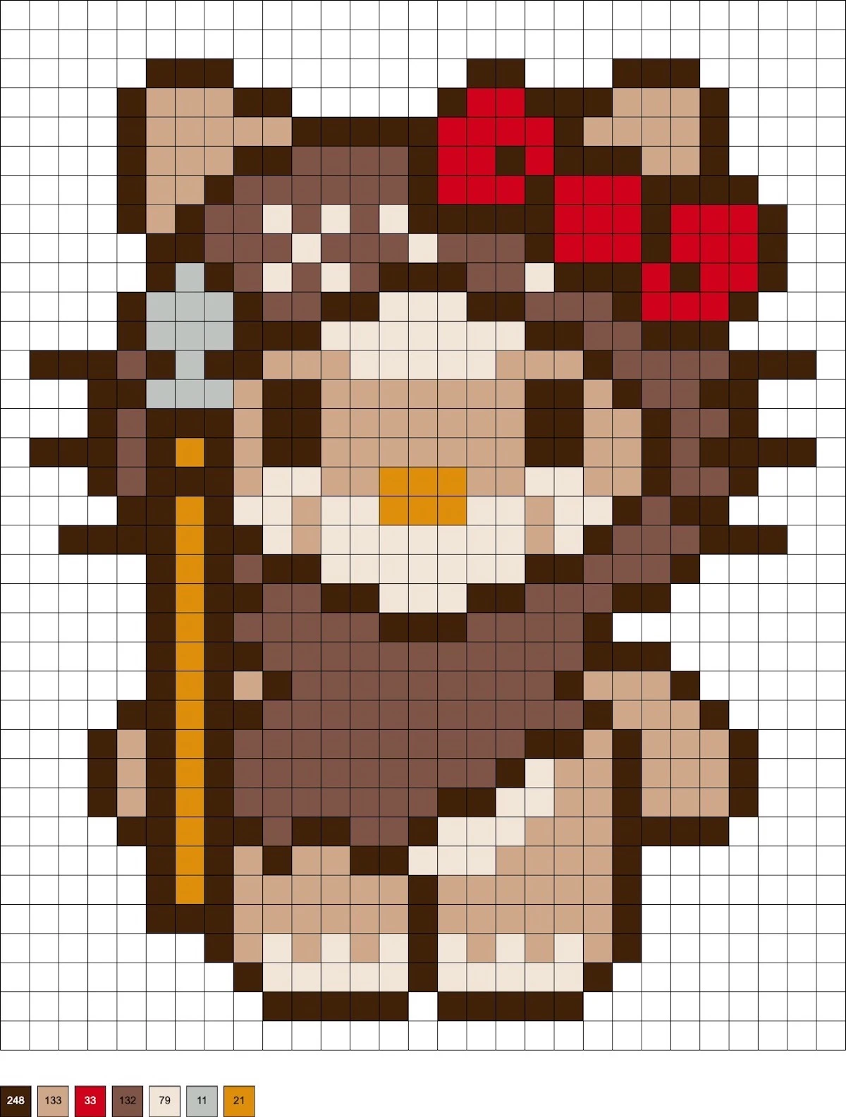 Ewok Hello Kitty perler bead pattern
