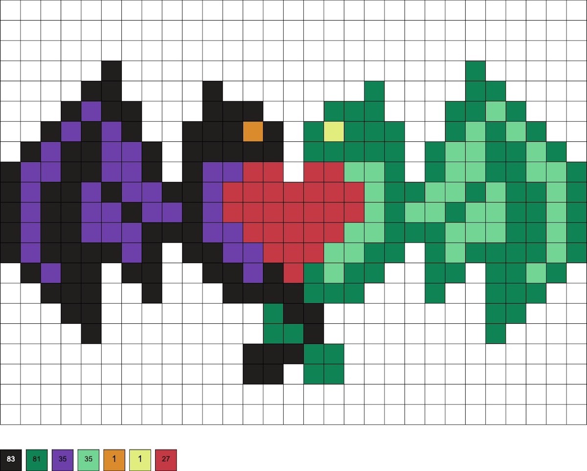 dragon perler bead heart