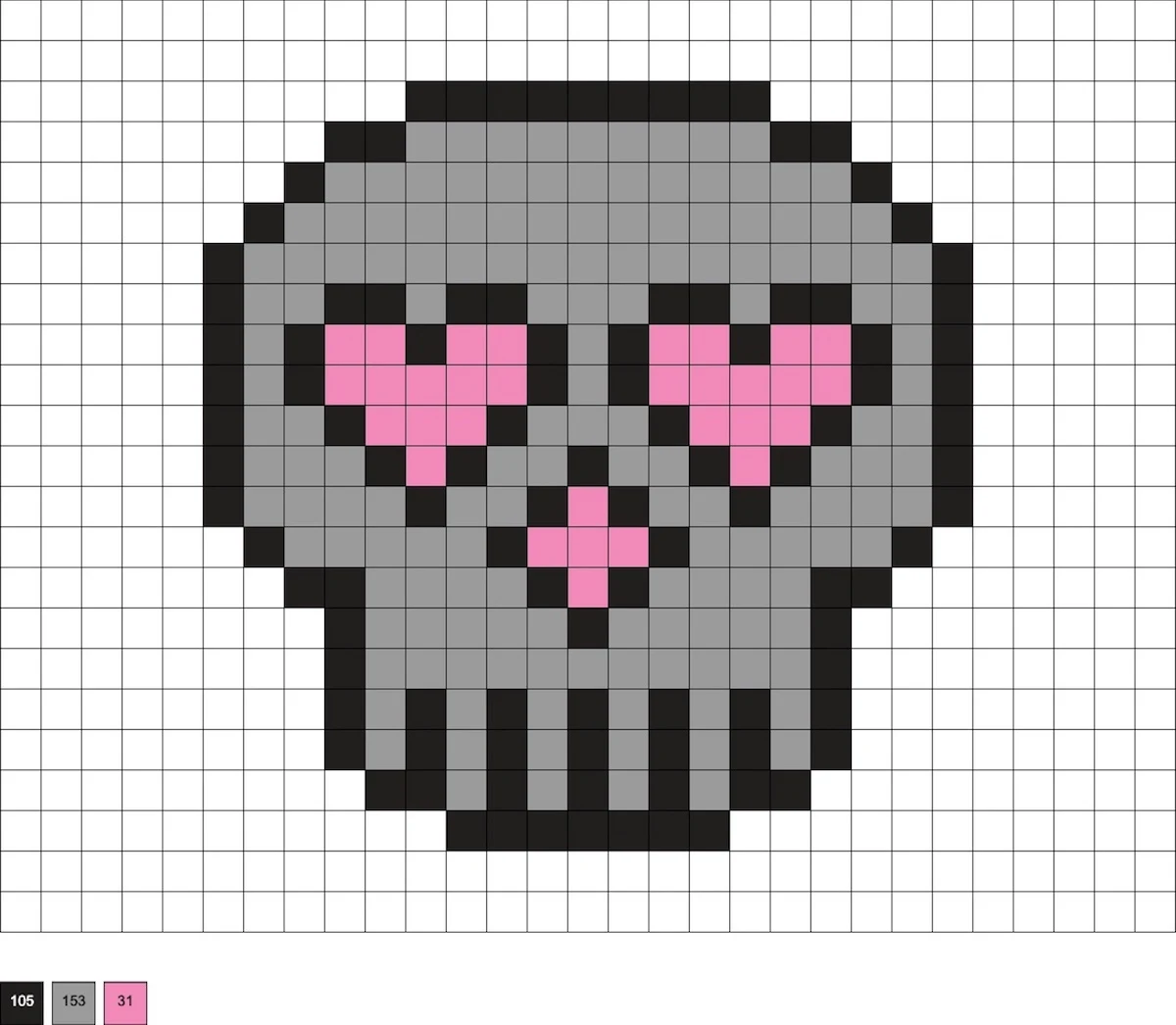 heart eye skull perler