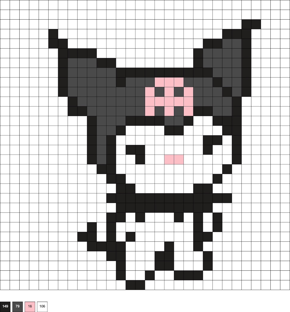 kuromi perler beads pattern