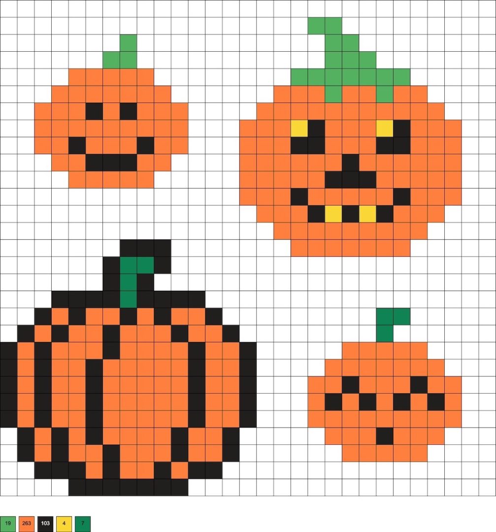 Pumpkin Perler Beads (30+ Free Patterns) - DIY Candy