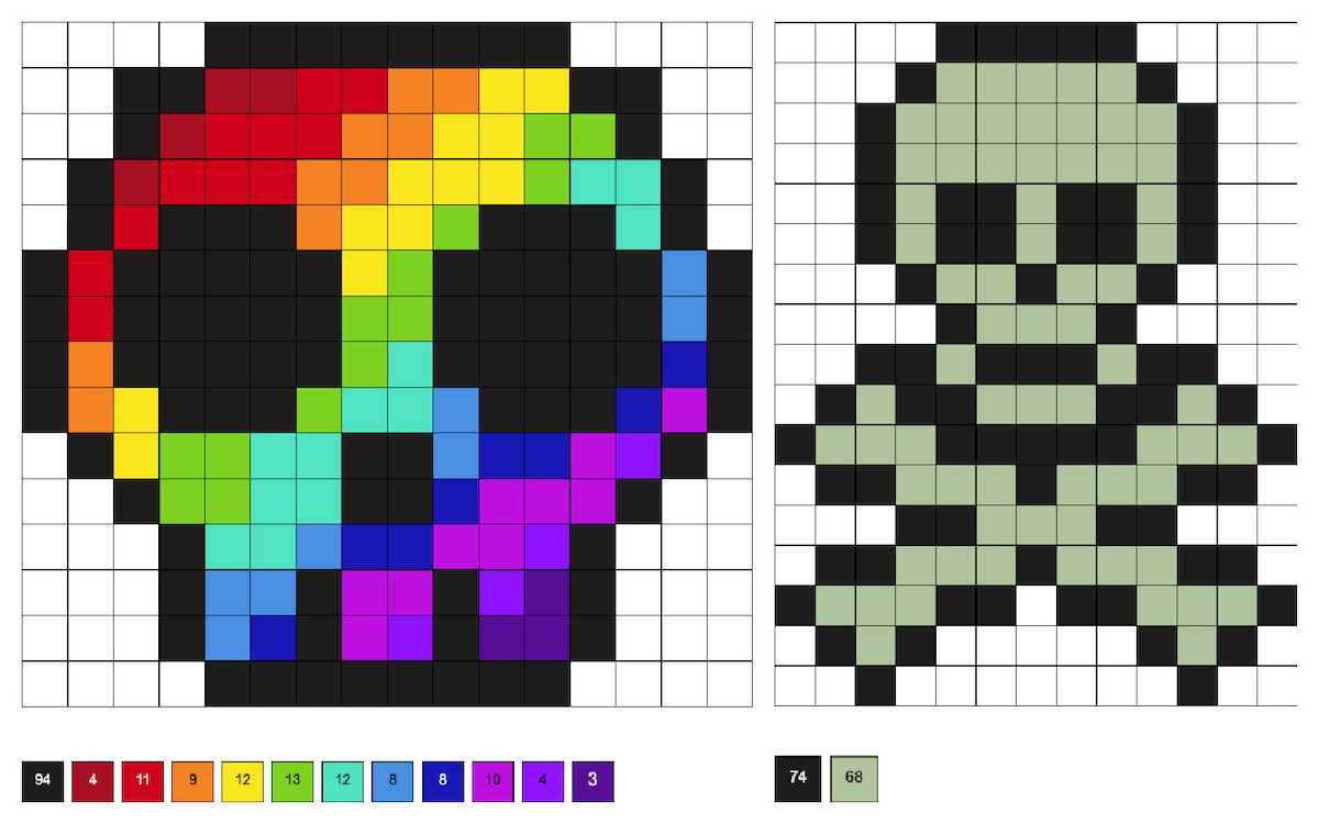 rainbow skull plus skull and crossbones