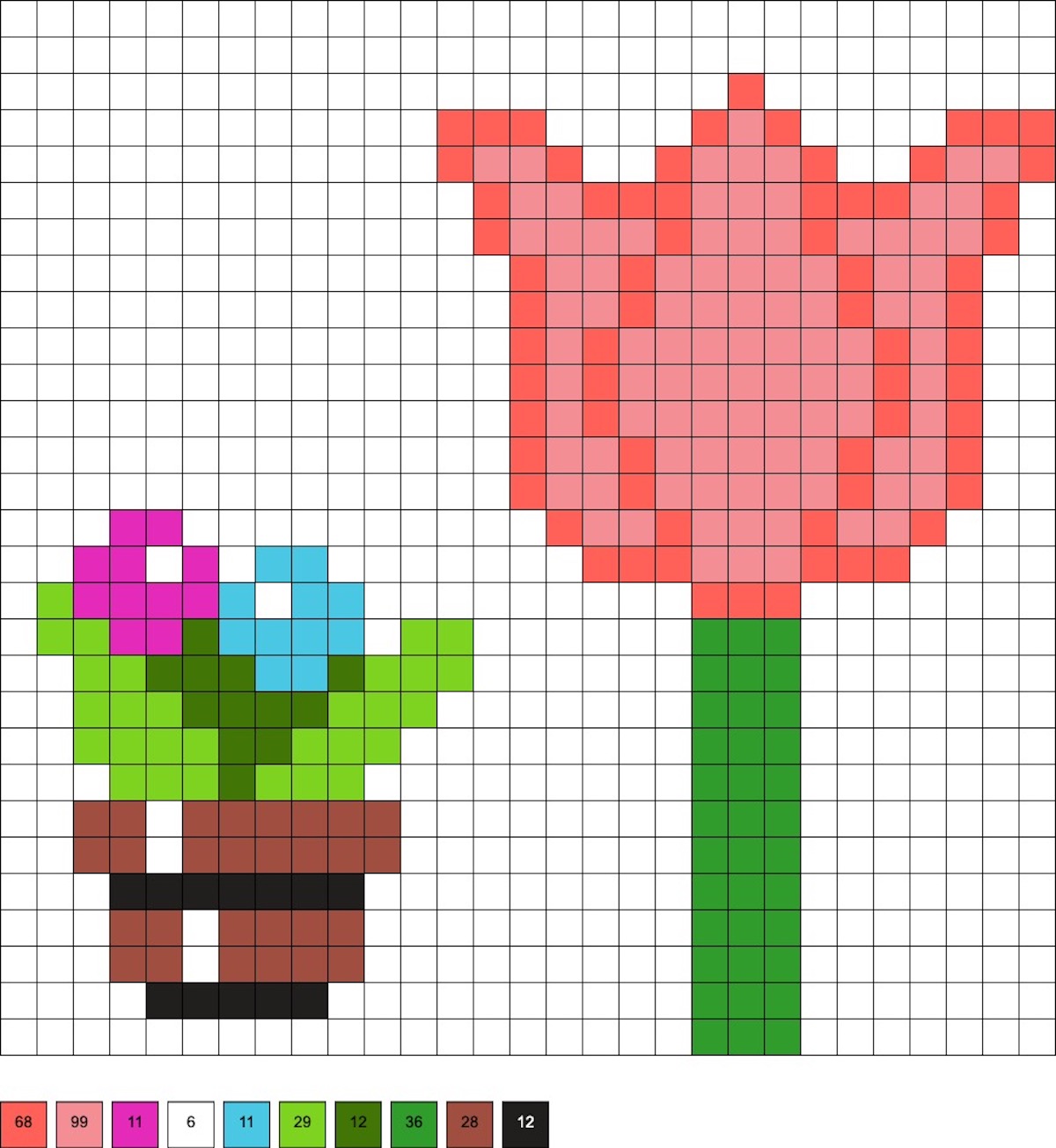 small vase and tulip perler beads