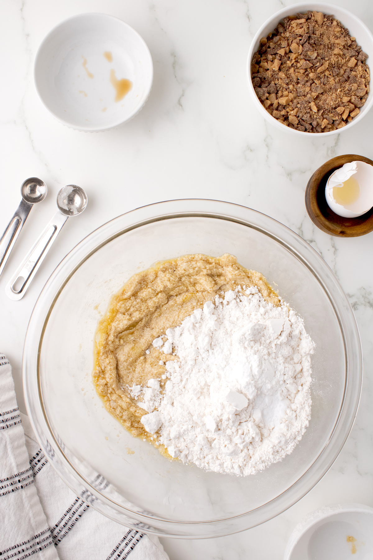 Adding the dry ingredients into the wet mixture