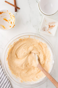 Chilled finished bowl of pumpkin pie dip