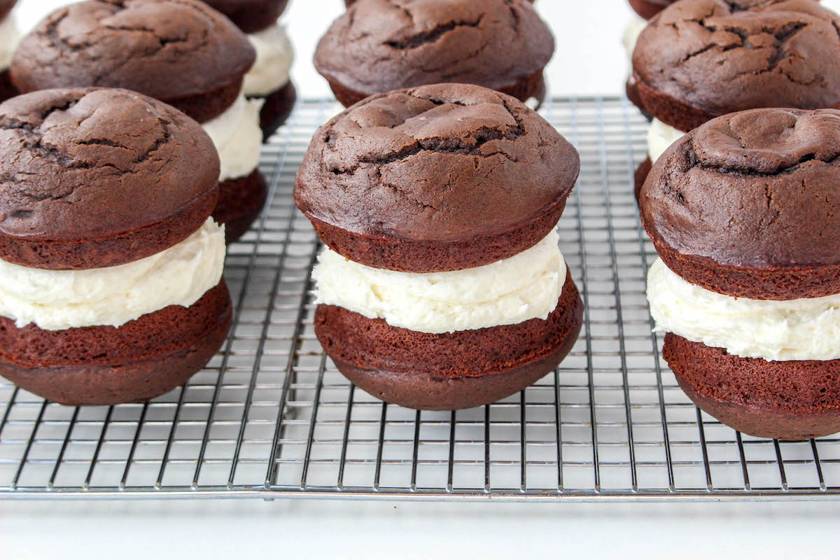 Whoopie pies topped with the second half of the cookie