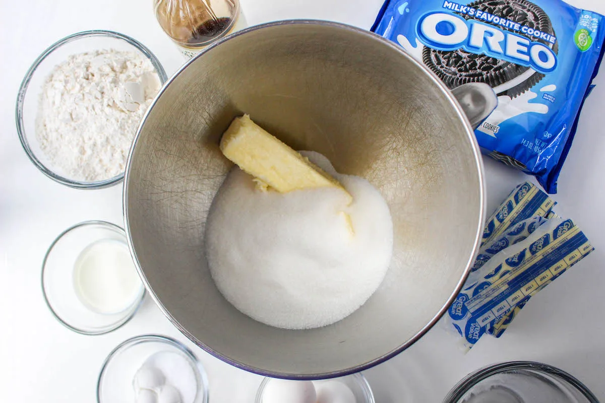 sugar and butter in a large metal bowl