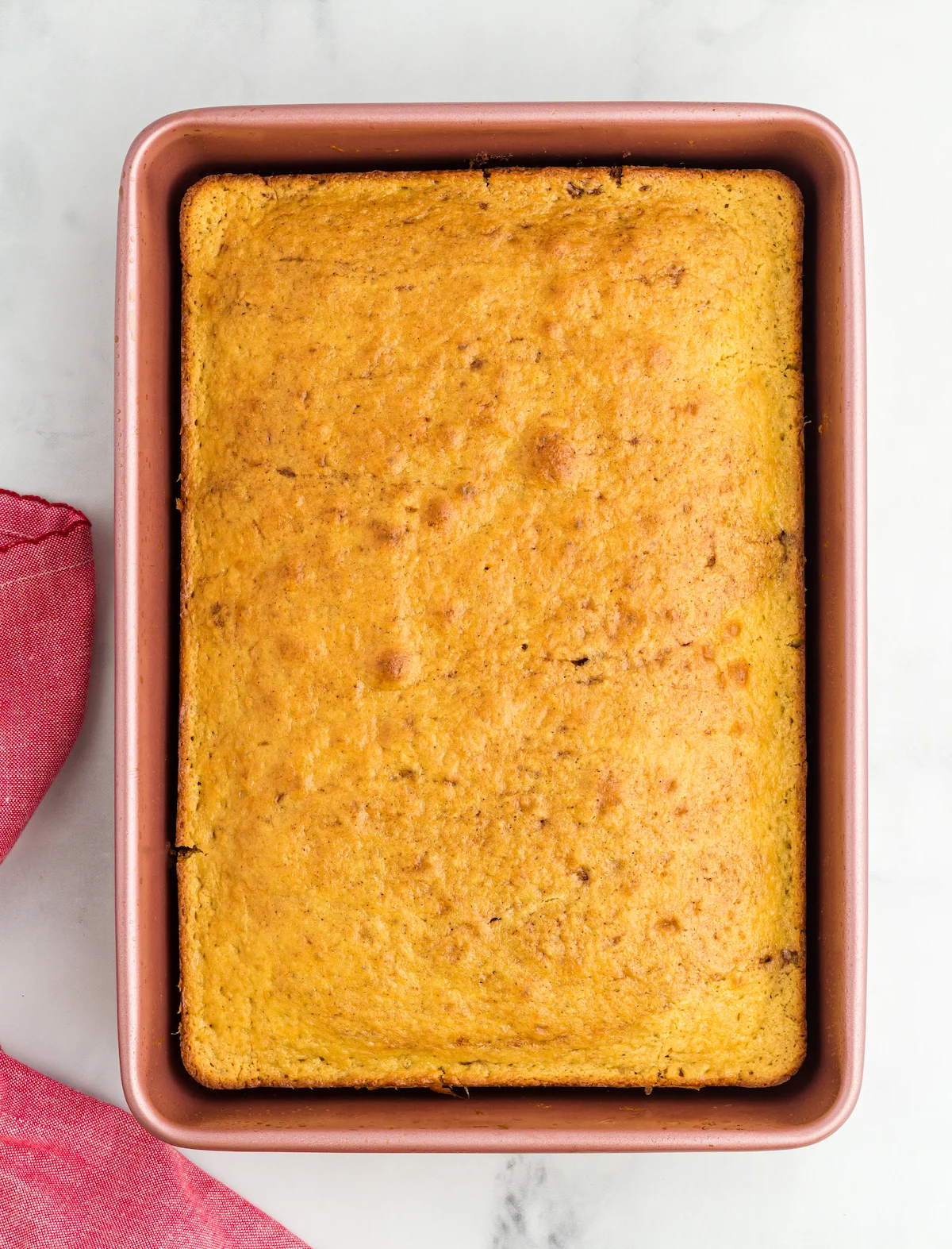 Baked applesauce cake in a 9x13 pan