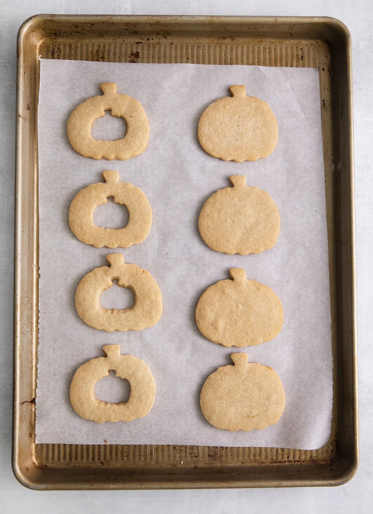 Baked pumpkin linzer cookie pieces