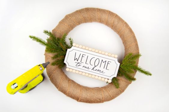 Glue Sign on Burlap Strip