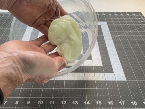 Kneading the glow ingredients with hands