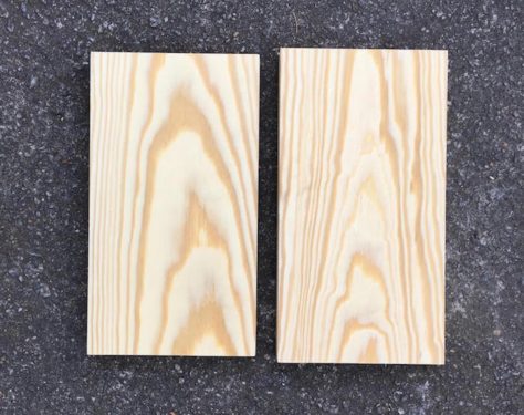 Pieces of wood cut for stacking bench legs
