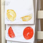 fruit stamp tea towel